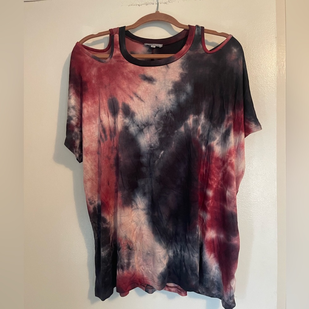 White Birch Tie Dye Cold Shoulder Top